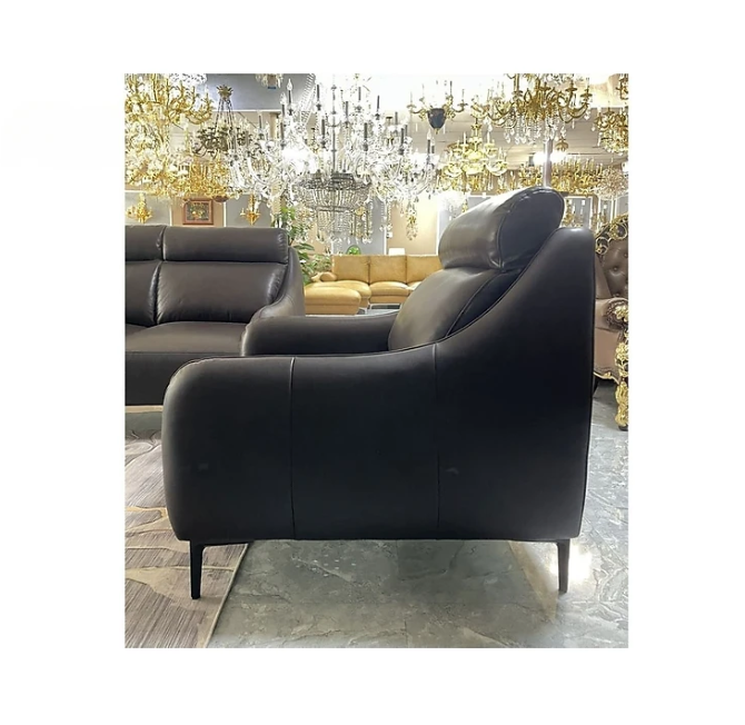 Combo ghế sofa băng da bò Italy Tundo màu đen SFBCT03 2m2 hàng cao cấp chuẩn da bò nhập khẩu Ý