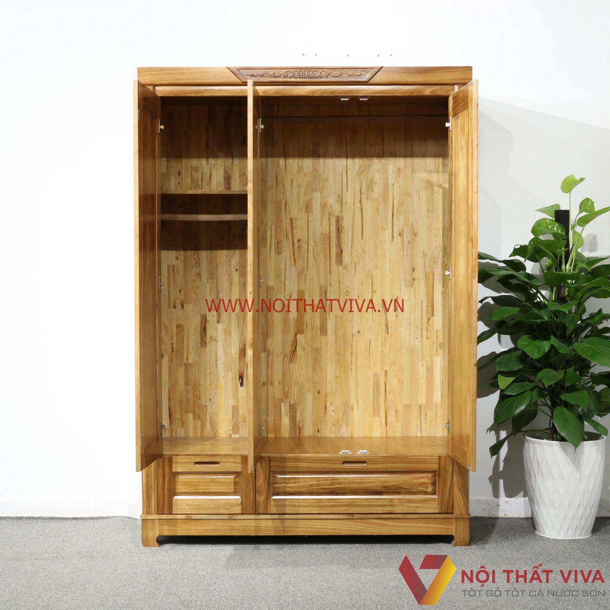 Tủ Áo 3 Cánh Gỗ Hương Xám Đẹp Giá Rẻ