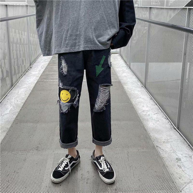 Quần Jean Ống Rộng Phong Cách Hàn Quốc Năng Động Trẻ Trung Dành Cho Nam