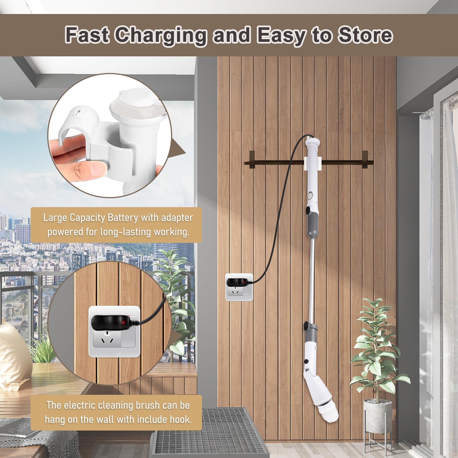 7 IN 1 Electric Spin Scrubber Cordless Handheld Cleaning Brush with Adjustable Extension Handle 6 Brush Heads