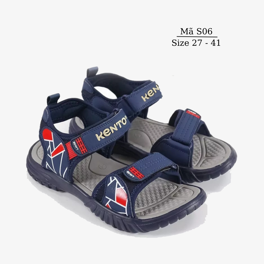 Dép sandal quai hậu bé trai cao cấp KENTO S06 NHÍM SHOP Dép đi học trẻ em siêu nhẹ kháng khuẩn phong cách thể thao năng động 3 - 15 tuổi Xanh Đen Pha Đỏ Thời Trang