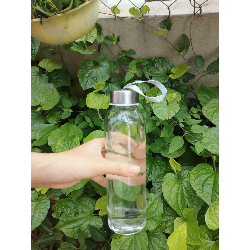 Bình thủy tinh đựng nước có dây treo loại 300ml, 500ml