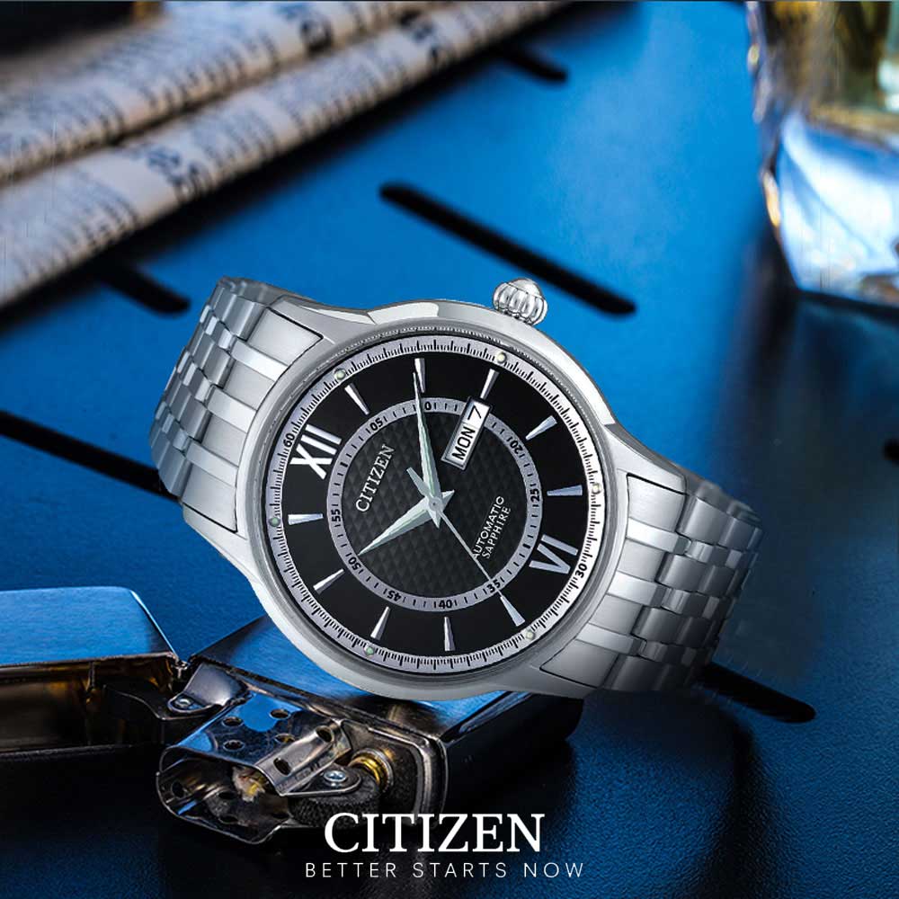 Đồng Hồ Nam Citizen Dây Thép Không Gỉ NH8325-56E - Mặt Đen