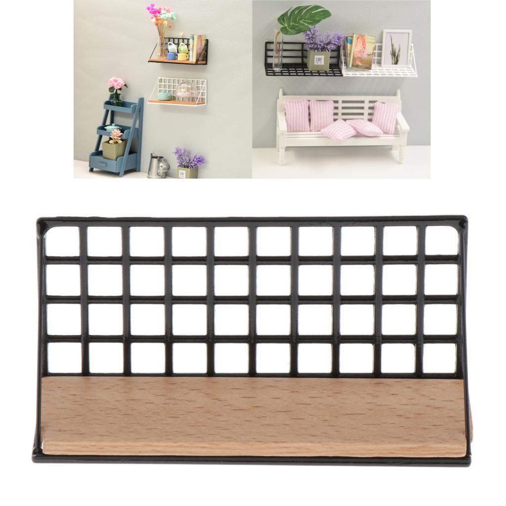 1:12 Mini Dollhouse Furniture Room Black Wall Shelf Rack Model DIY Kit