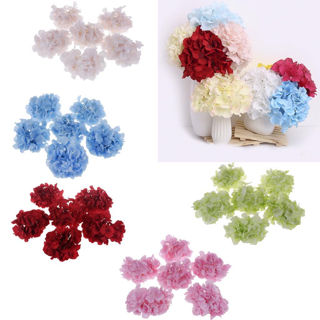 Artificial Silk Hydrangea Flowers Head Bouquet Wedding DIY Decor Red