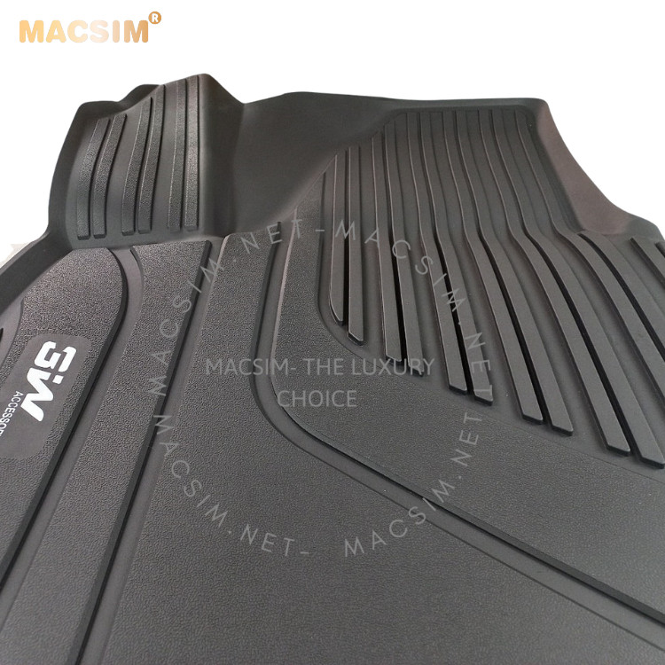 Thảm lót sàn xe ô tô cao cấp KIA EV6 nhãn hiệu Macsim 3W - chất liệu nhựa TPE đúc khuôn cao cấp - màu đen