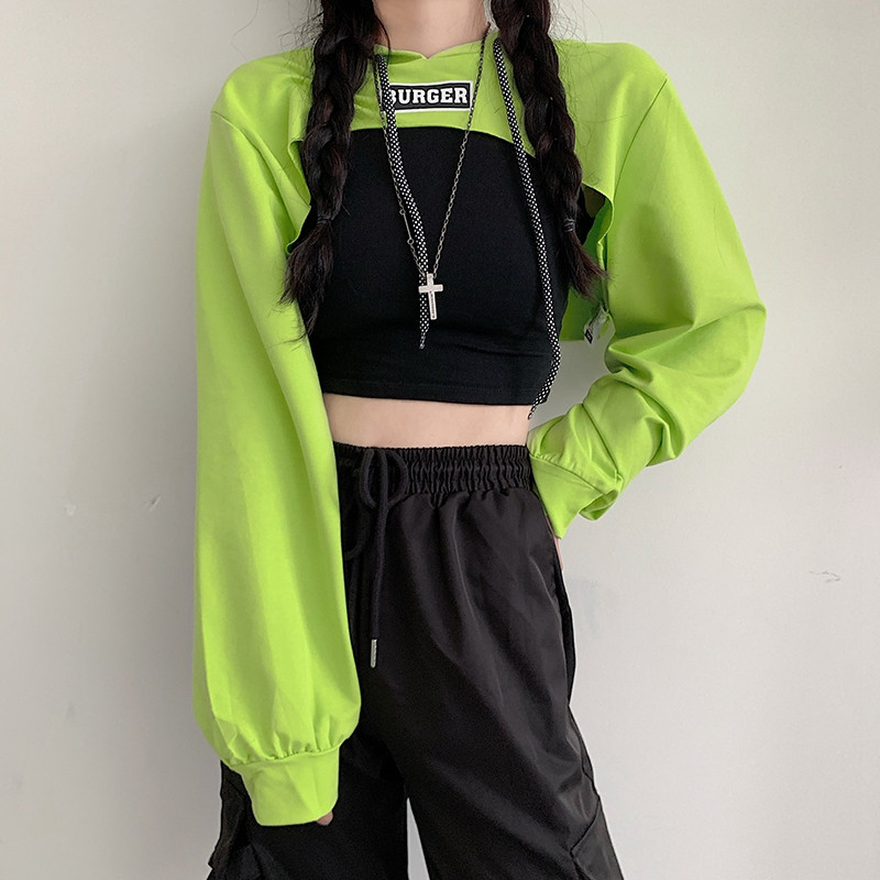 ÁO CROPTOP HOODIE ULZZANG IN CHỮ BURGER NHIỀU MÀU SẮC