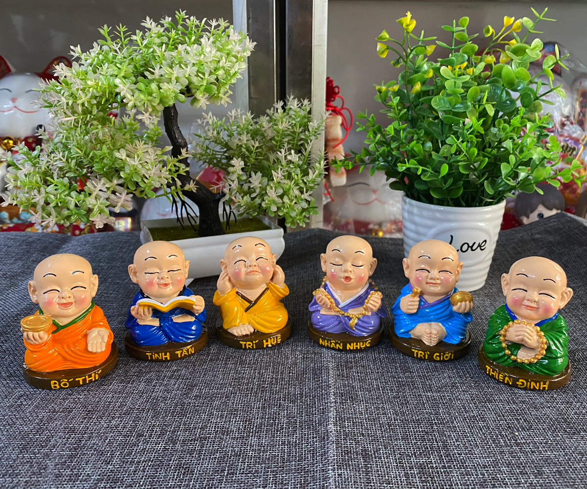 Bộ 06 tượng Lục Độ kèm chân đế ngang 06 ô