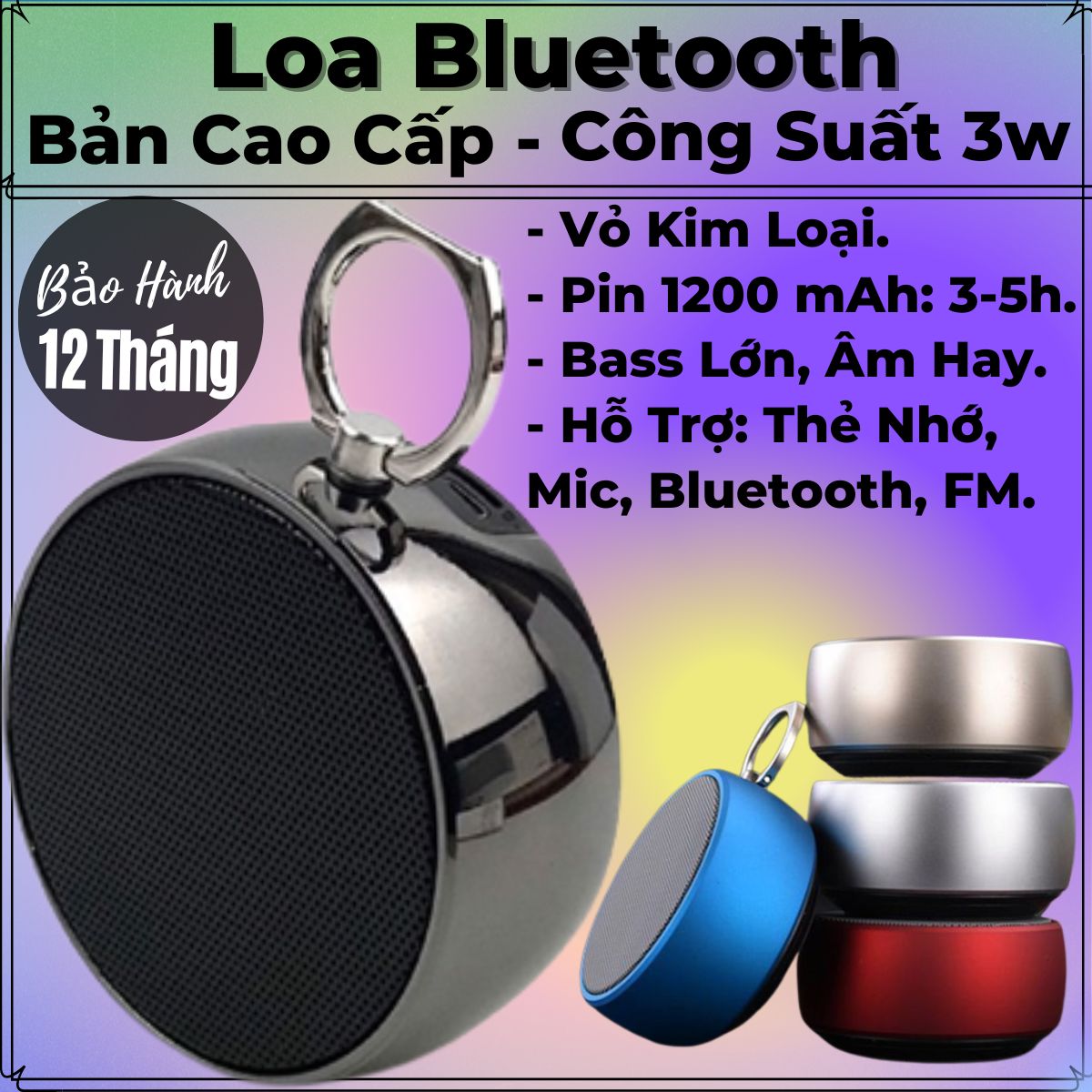 Loa Bluetooth Cao Cấp, Bass Cực Mạnh, Âm Thanh Vòm 360 Độ - Dung Lương Pin Khủng 1200mAh - Chống Nước IPX6