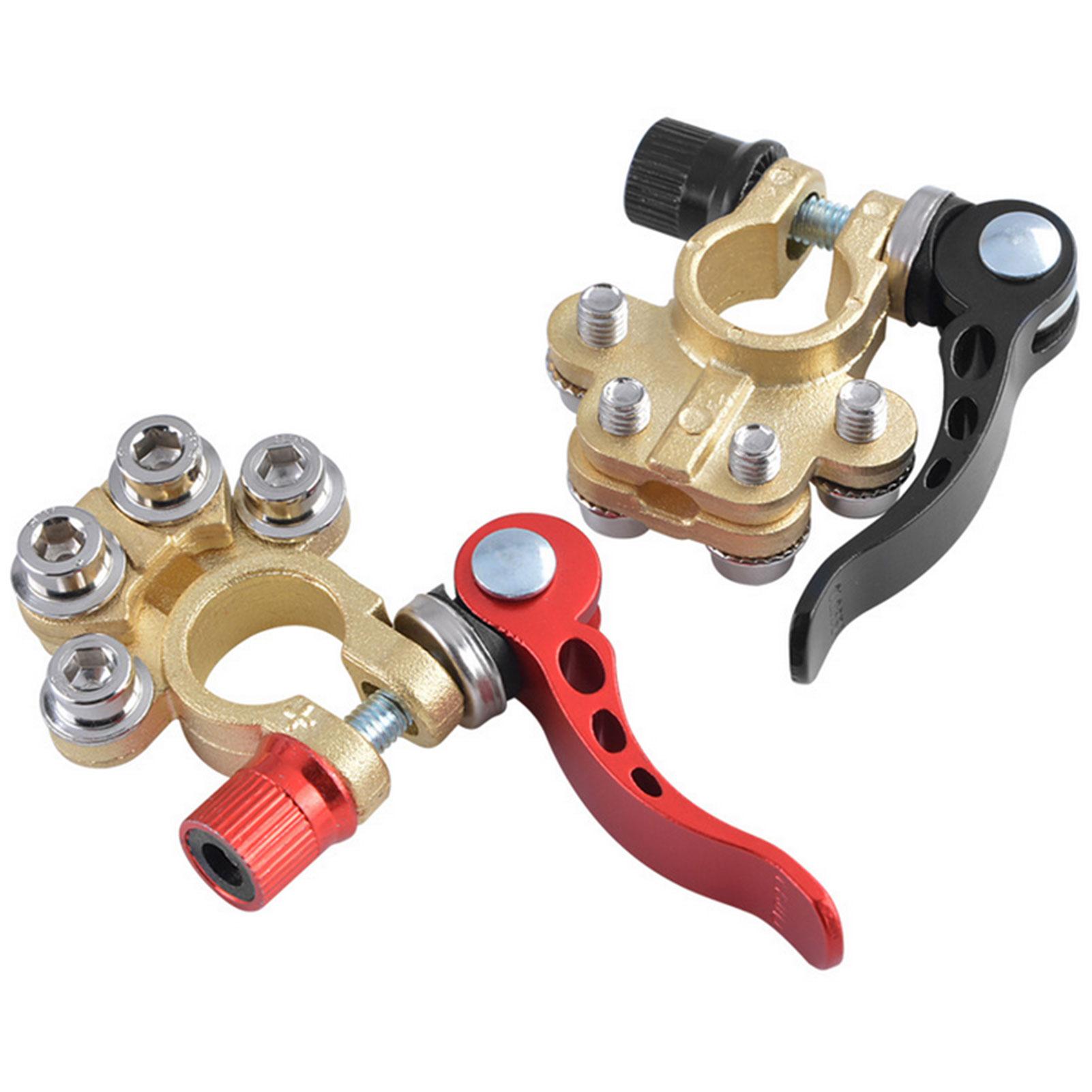 2Pcs Car Battery Terminal Connector Clamp Adjust Disconnect Quick Release Tool with 1Pc Hexagon Wrench