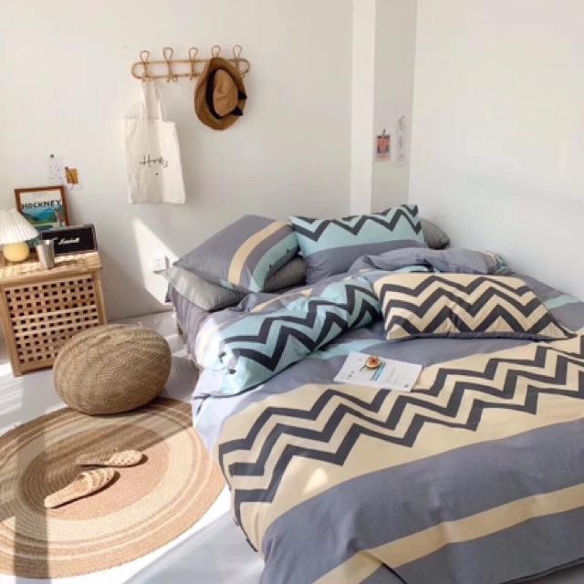 Set Chăn Ga Gối Cotton Living Hàng Nhập Khẩu Cao Cấp 4 Món Hoạ Tiết Độc Đáo