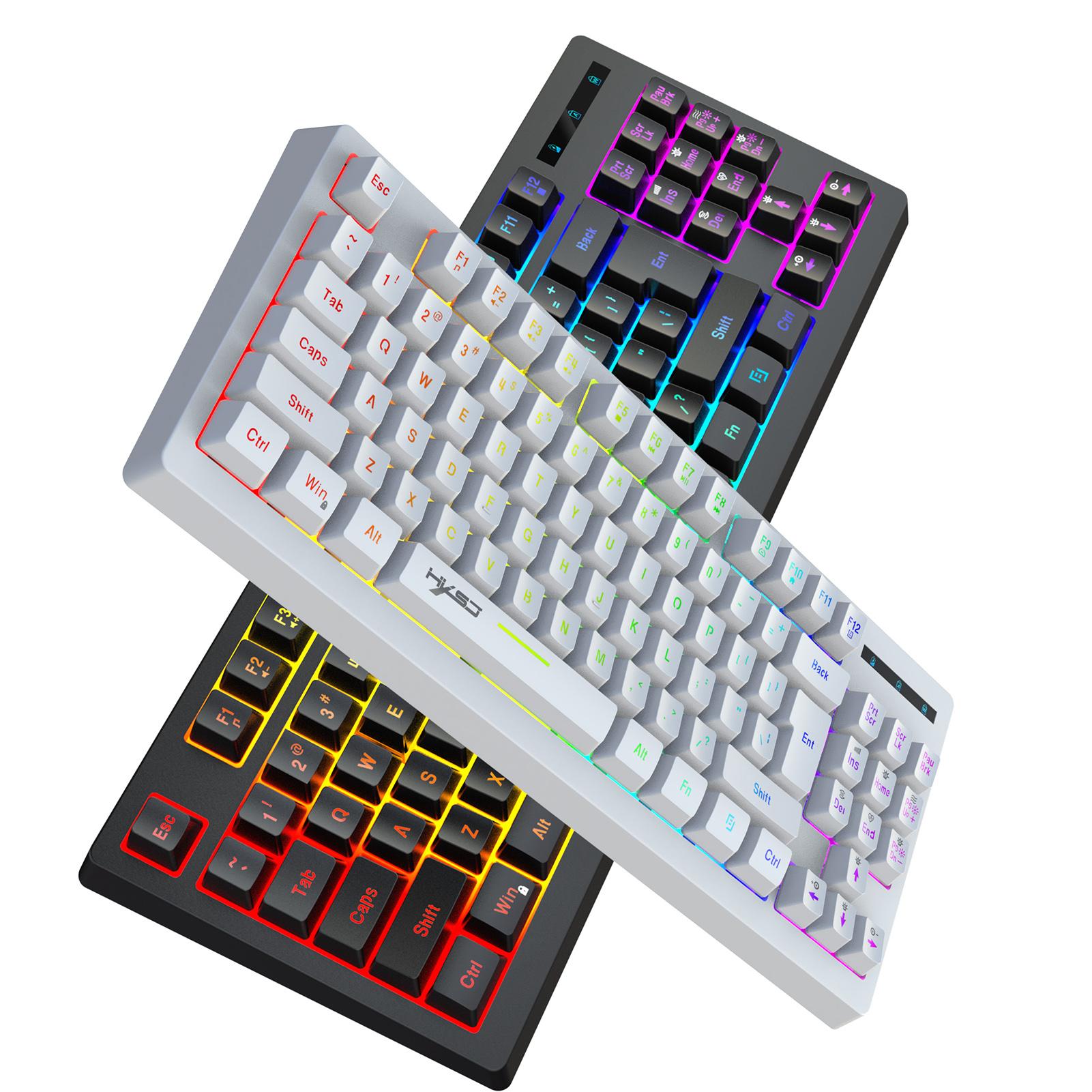 HXSJ L100 2.4G Wireless Membrane Keyboard 87 Keys Layout RGB Light Effect ABS Key Cap Built-in 1800mAh Lithium Battery