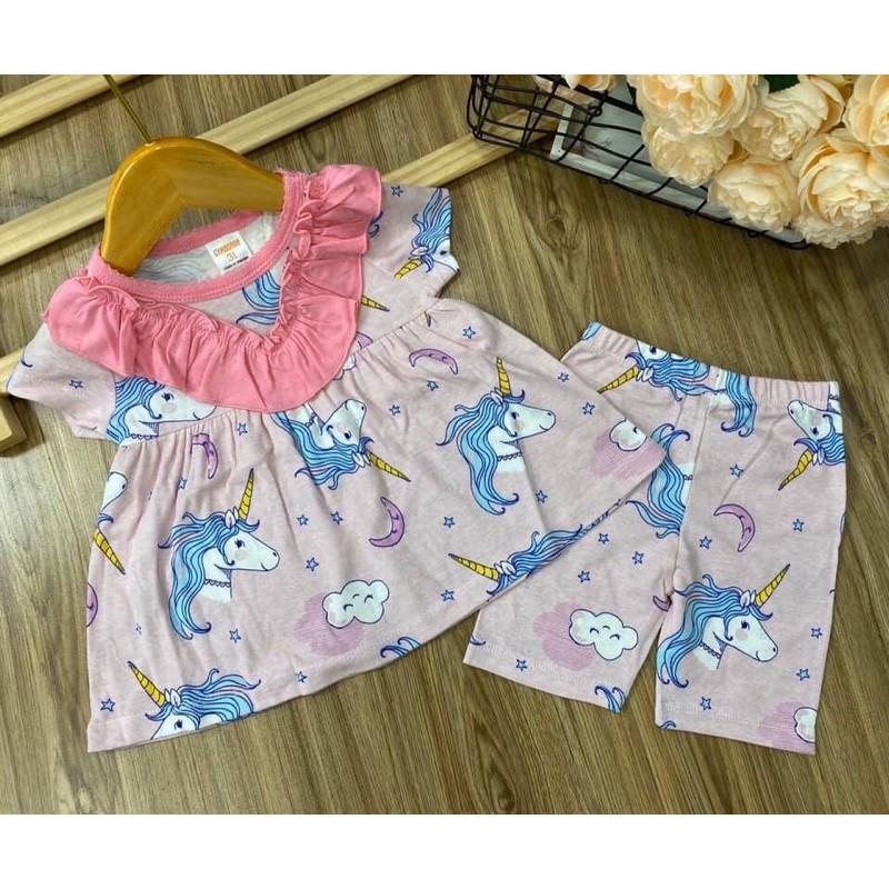 Bộ bánh bèo thun cotton cho bé gái bộ ngố lững babydoll cho bé gymkids pikakids