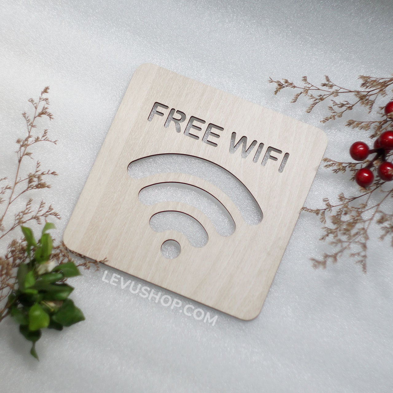 Bảng gỗ decor vintage wifi, bảng gỗ thông tin password wifi trang trí quán chính hãng LEVU