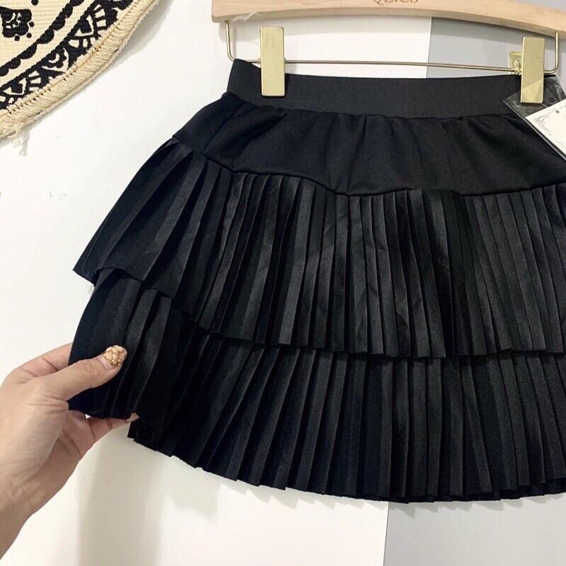 Chân Váy Ngắn 2 Tầng Dập Ly Chất liệu Tuyết Mưa
