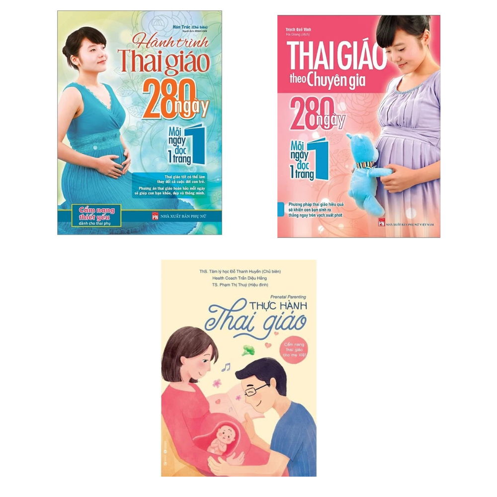 Sách - Combo Cẩm nang thai giáo Hành Trình Thai Giáo + Thực Hành Thai Giáo + Thai Giáo Theo Chuyên Gia 280 Ngày (ML+TH)