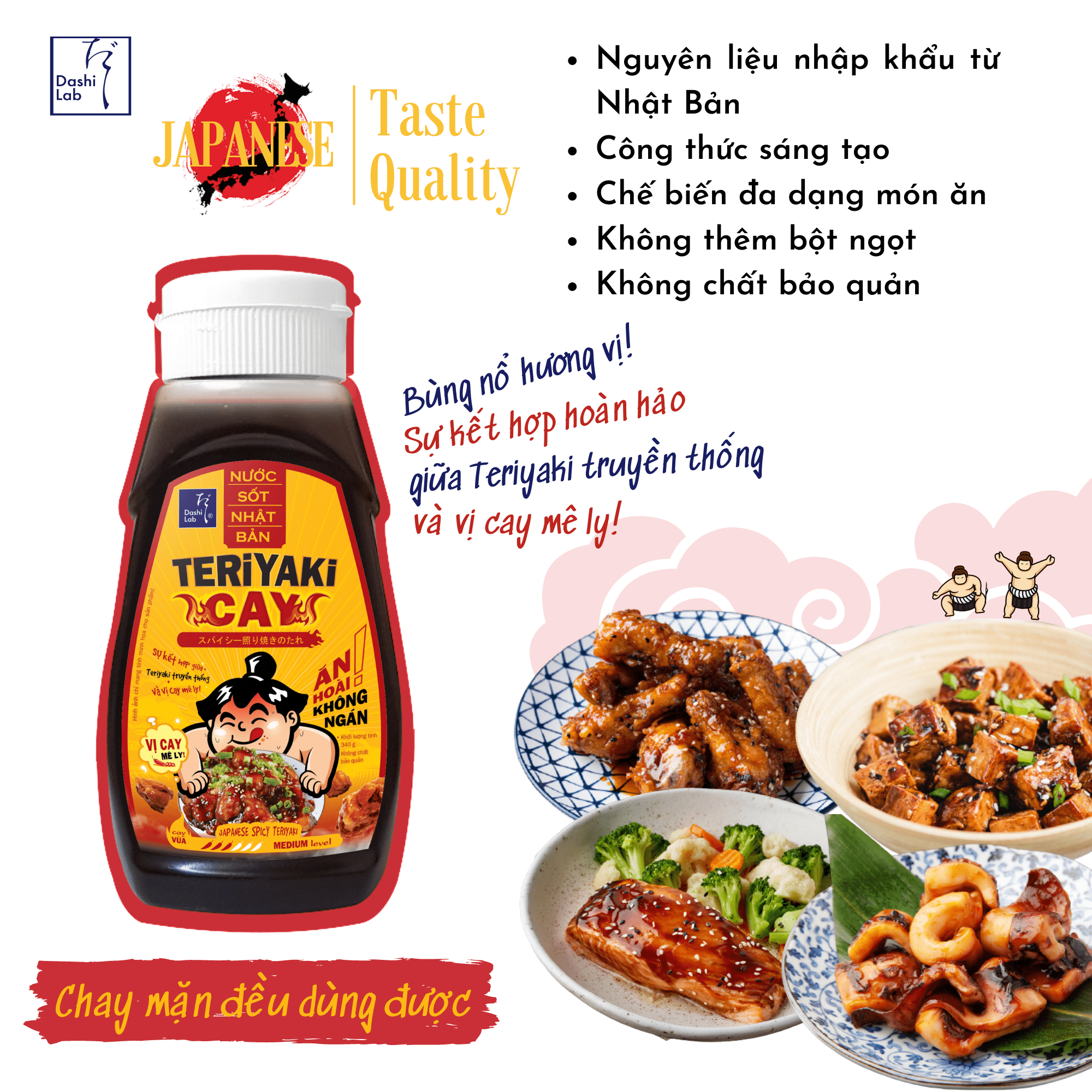 Nước sốt Nhật Bản Teriyaki Cay - Dashi Lab - 340g/chai - chay mặn đều dùng được