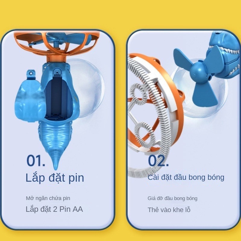 Súng bắn bong bóng xà phòng khổng lồ 2 lớp hình khủng long đồ chơi cho bé giải trí, quà tặng sinh nhật cho bé