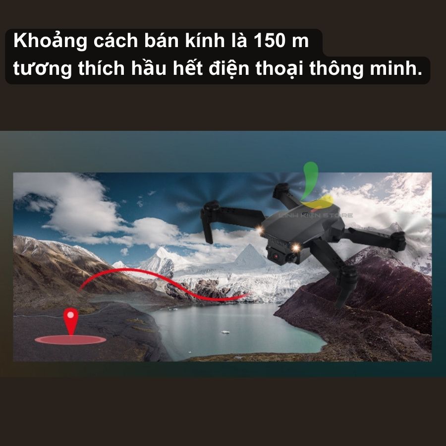 Flycam mini E88 - Thiết bị bay giá rẻ có camera HD, định vị thông minh và dung lượng pin khủng