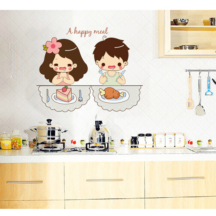 Decal dán tường Couple ăn tối siêu dễ thương - A Happy Meal