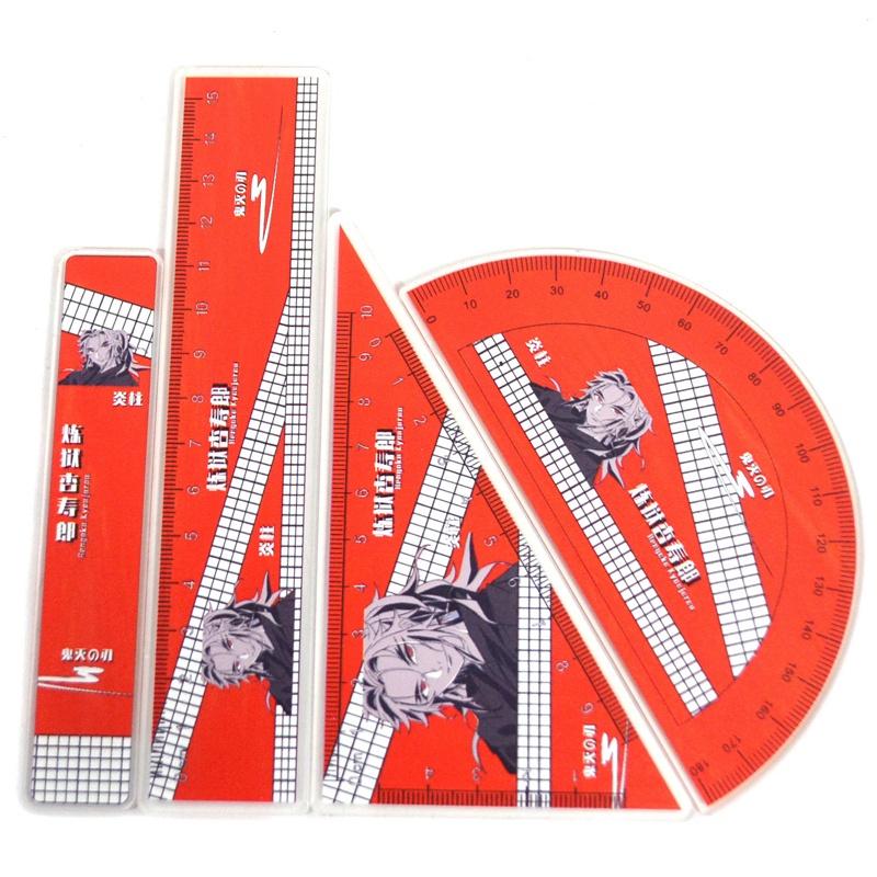 Bộ 4 thước đo hình anime Demon Slayer bằng acrylic cho học sinh