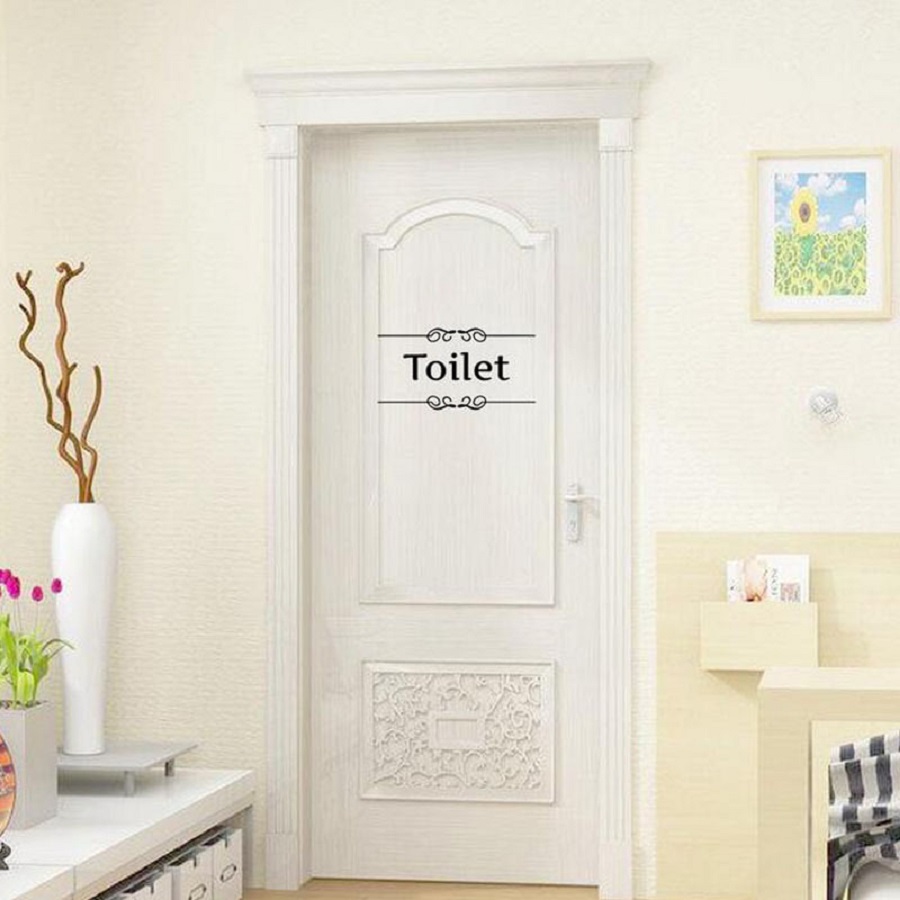 Decal dán cửa chữ TOILET - BARTHROOM