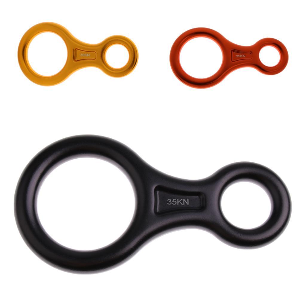 3pcs Heavy Duty Aluminum Alloy 35KN Figure 8 Shape Rock Climbing Ring Descender Abseiling Rappelling Belay Device