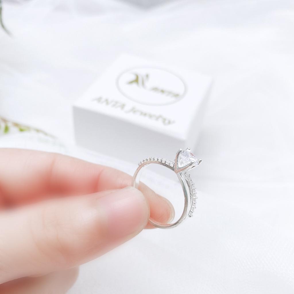 Nhẫn bạc ATJ9034 , nhẫn nữ đính đá thân chéo ANTA Jewelry