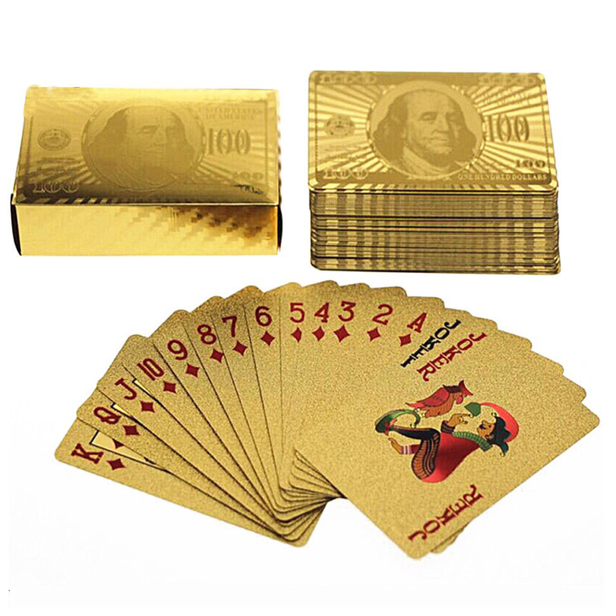 Bộ Bài Tây Poker Màu Vàng (Kèm Miếng Dán Mèo Thần Tài) - Giao Mẫu Ngẫu Nhiên