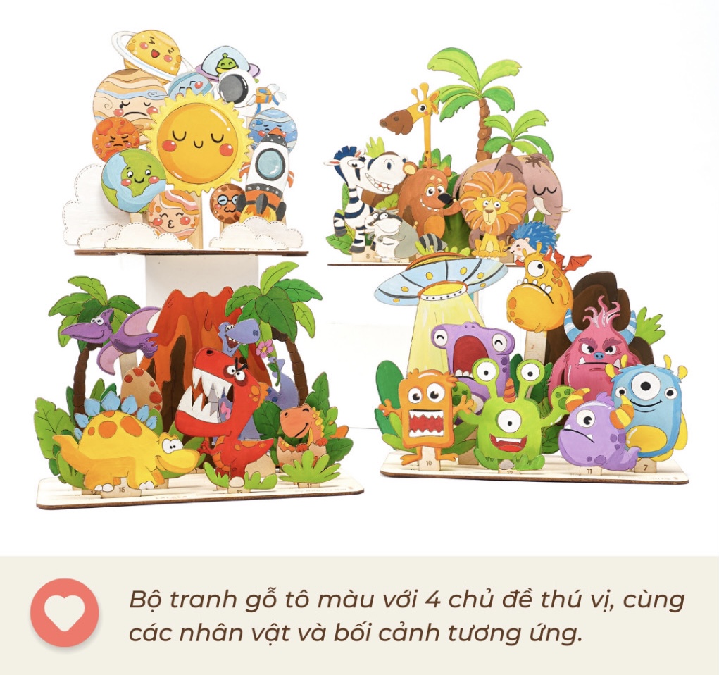 Đồ Chơi Tranh Gỗ Tô Màu Kèm Màu Nước, Cọ và Truyện Kể I Paint I Play! - Lalala Baby (Cho Bé Từ 3 Tuổi)