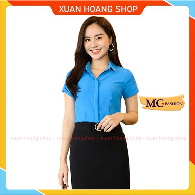 Áo Sơ Mi Nữ Công Sở Đẹp Ngắn Cộc Tay Mc Fashion, Xanh Công Đoàn, Trắng, Hồng A688