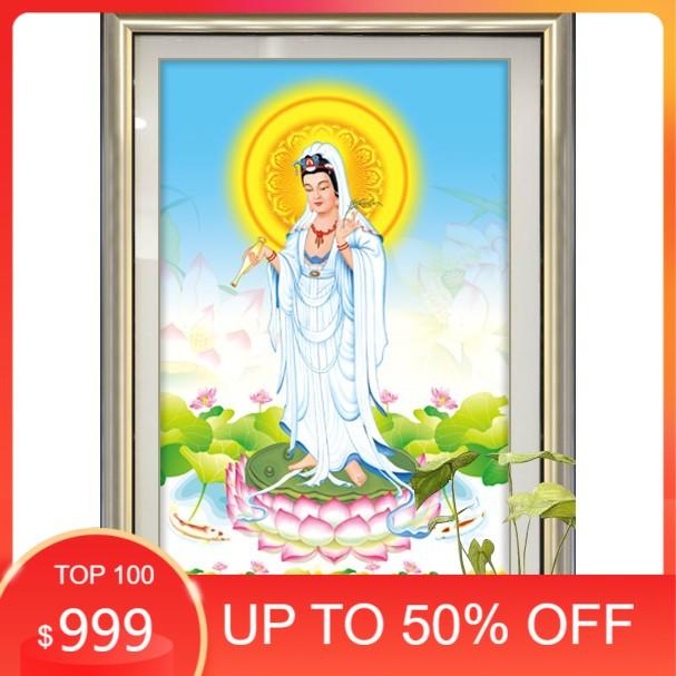 Tranh Đính Đá QUAN ÂM BỒ TÁT . Kích Thước: 55cm x 75cm