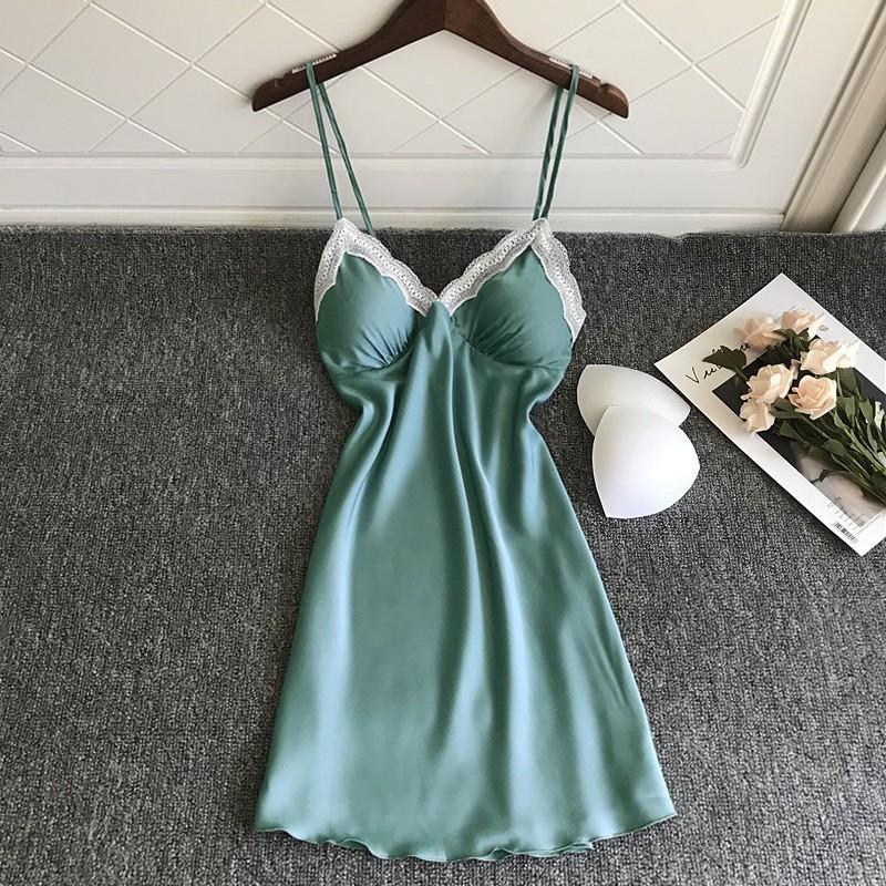 Váy Ngủ 2 Dây HISEXY Chất Lụa Satin Cao Cấp Mặc Nhà Đủ Size Dưới 85Kg MD31