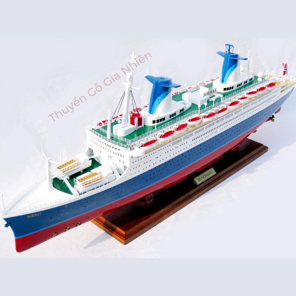 Mô Hình Thuyền Gỗ Trang Trí Phong Thủy Dạng Thuyền Du Lịch SS NORWAY Chính Hãng, Hàng Xuất Khẩu Chất Lượng Cao