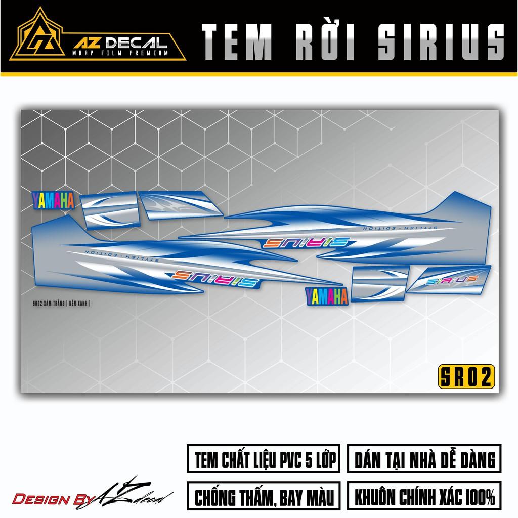 Tem Xe Sirius RC Chữ Đa Sắc | SR02 | Decal Dán Sirius Mọi Màu Xe Đỏ, Đen, Trắng, Xám