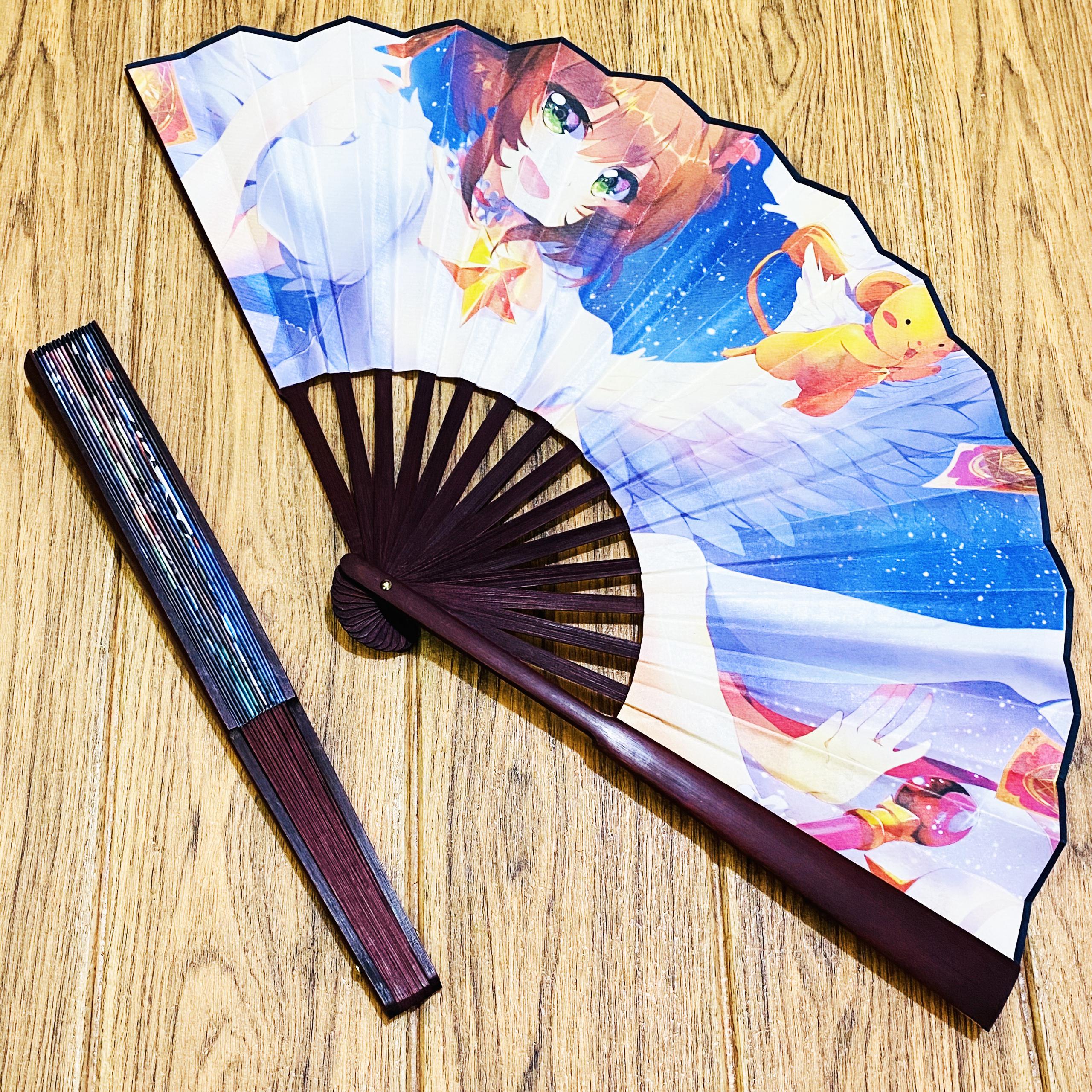 Quạt xếp anime Cardcaptor Sakura Thủ lĩnh thẻ bài nan 31cm in ảnh 2 mặt tặng ảnh Vcone