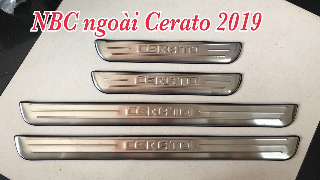 Nẹp bước chân, Ốp bậc cửa trong + ngoài Inox/titan KIA CERATO đời 2019-2023, Hàng Cao Cấp