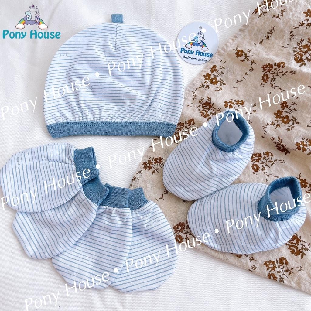 Set Bao Tay, Bao Chân, Mũ Miomio - Phụ Kiện Đầy Đủ Bao Tay, Bao Chân, Mũ Chất Cotton Mềm Mịn Cho Bé Trai, Bé Gái Sơ Sinh