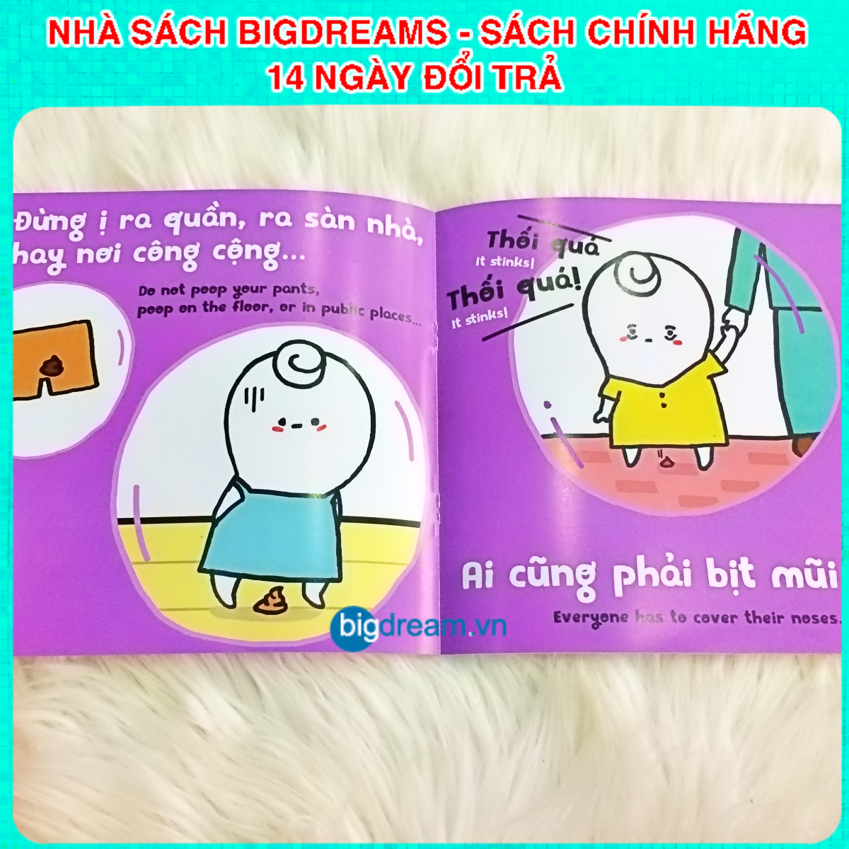 BẢN MỚI SONG NGỮ Miu Bé Nhỏ Đừng Ị Đùn Nhé! Phần 1 Ehon Kĩ Năng Sống Cho Bé 1-6 Tuổi Miu miu tự lập hiểu chuyện