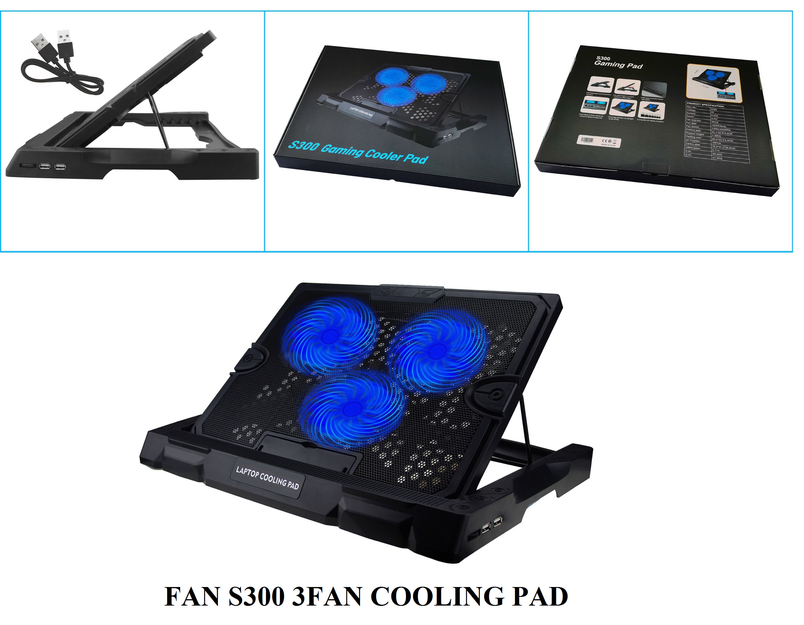 ĐẾ TẢN NHIỆT LAPTOP 3 FAN COOLING PAD S300 - HT