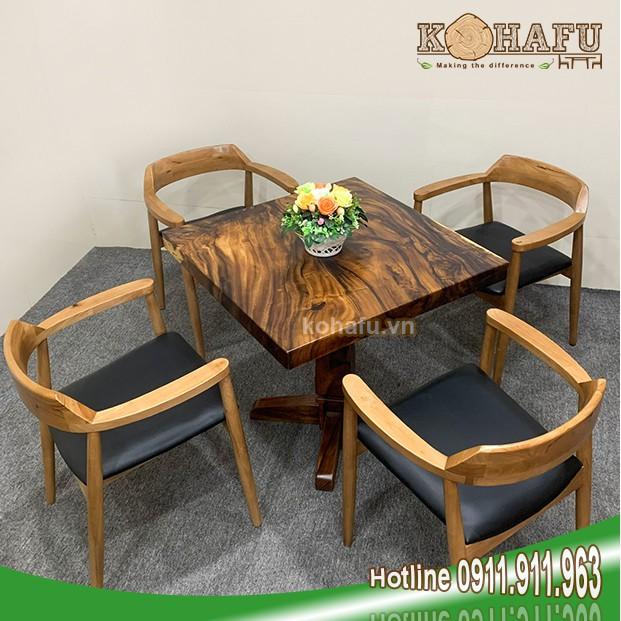 Mặt bàn vuông gỗ me tây nguyên tấm siêu hệ vân