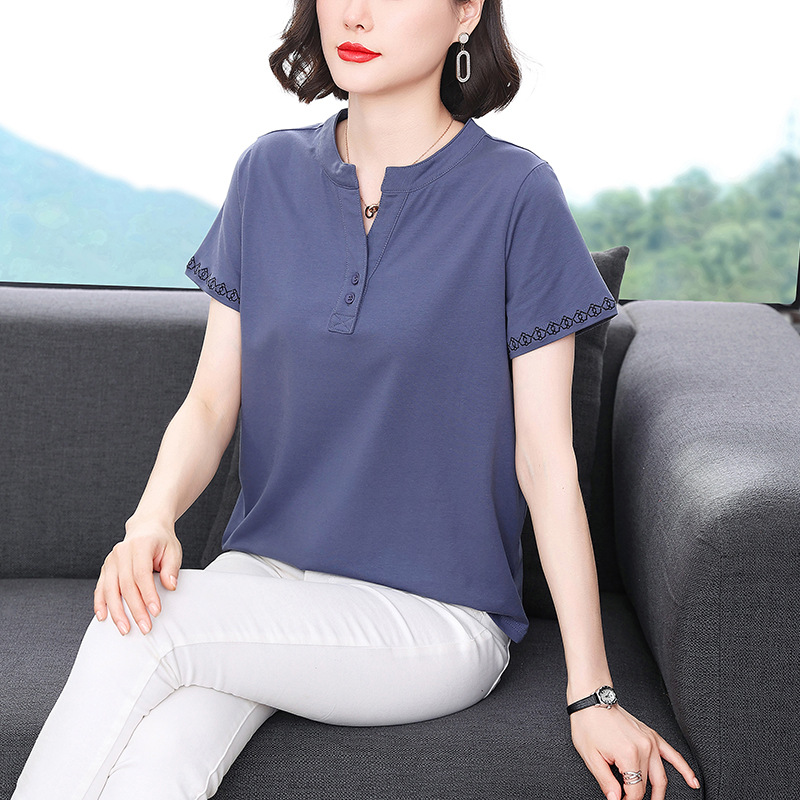 Áo Thun Nữ Tay Ngắn Cổ Chữ V Màu Trơn Mùa Hè SM104 - Hàng Quảng Châu Cao Cấp