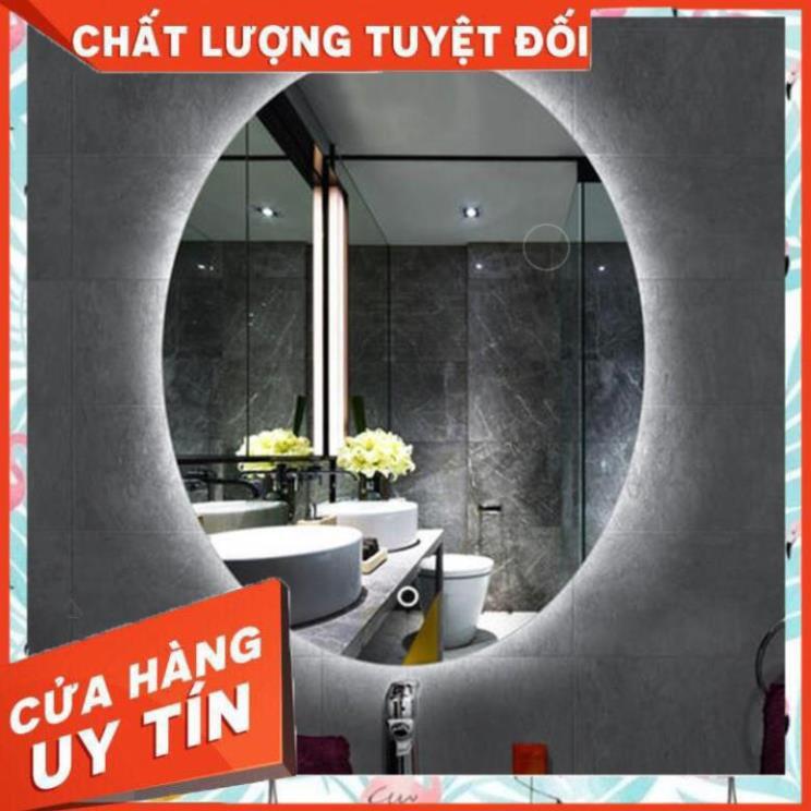 Gương elip oval bầu dục trang điển treo tường đèn led cảm ứng thông minh kích thước 50x70 cm - guong mirror