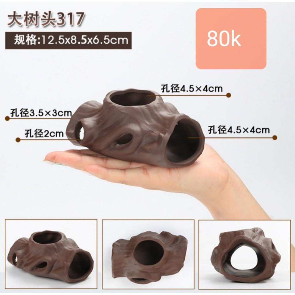Khúc Cây bằng gốm- Phụ kiện trang trí bể tép cá- Hang pleco_ Hang cá chuột- Phụ kiện thủy sinh