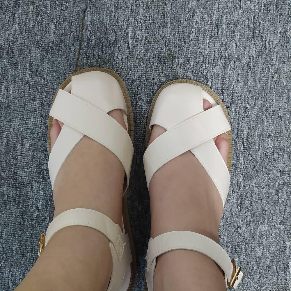 Giày xinh- Sandal lolita nữ đan bản to chất da mềm đế 3cm( rọ nan đế răng cưa)