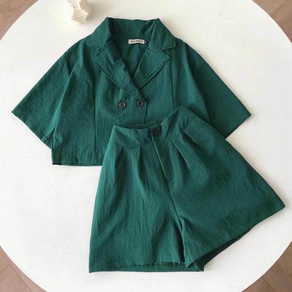 Set Đồ Bộ Nữ Form Rộng Chất Linen Siêu Mềm Set Đồ Áo Croptop Và Quần Short Nữ Sang Chảnh 2 Màu Trắng Đen GEBNI 8137