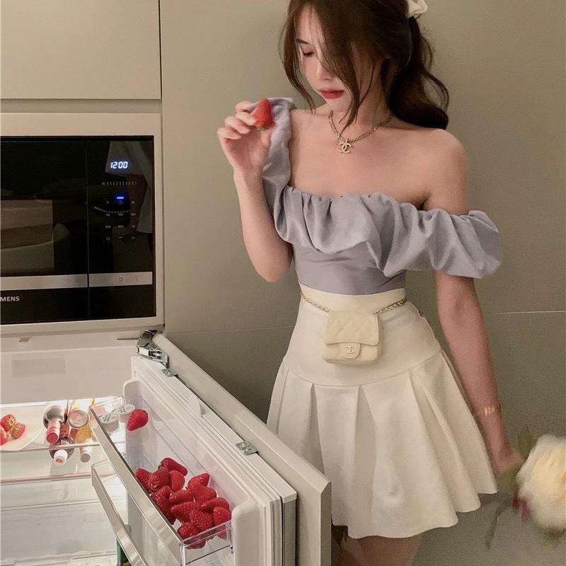 Sét Áo Rớt Vai Tay Phồng Mix Cv Trắng Sét Siêu Xinhh