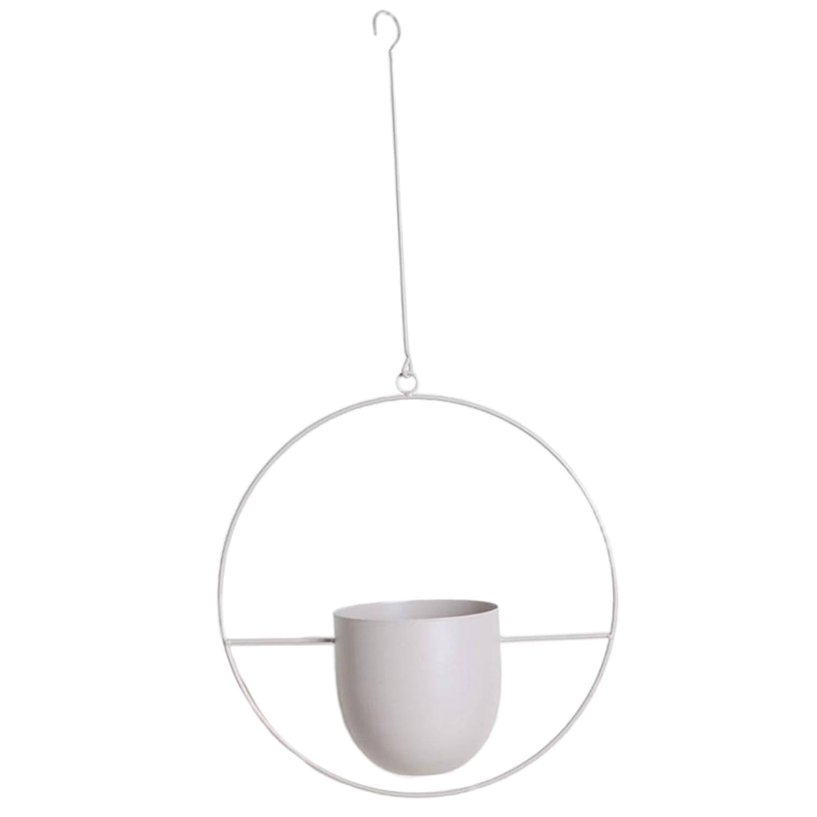 Metal Hanging Planter Pot Indoor Outdoor Flower Pot Plant Holder White Round