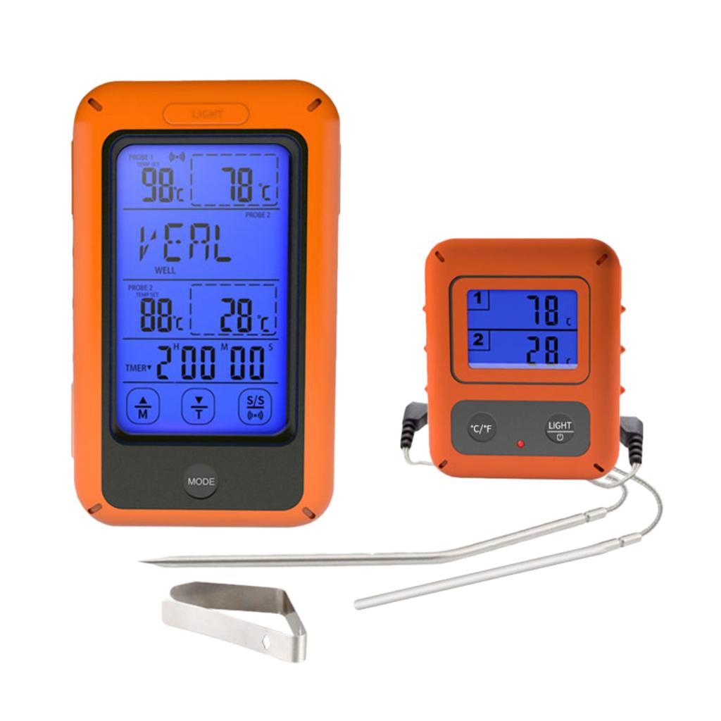 Wireless Remote Digital Food Meat Thermometer Instant Read with Dual Probe for Grill BBQ