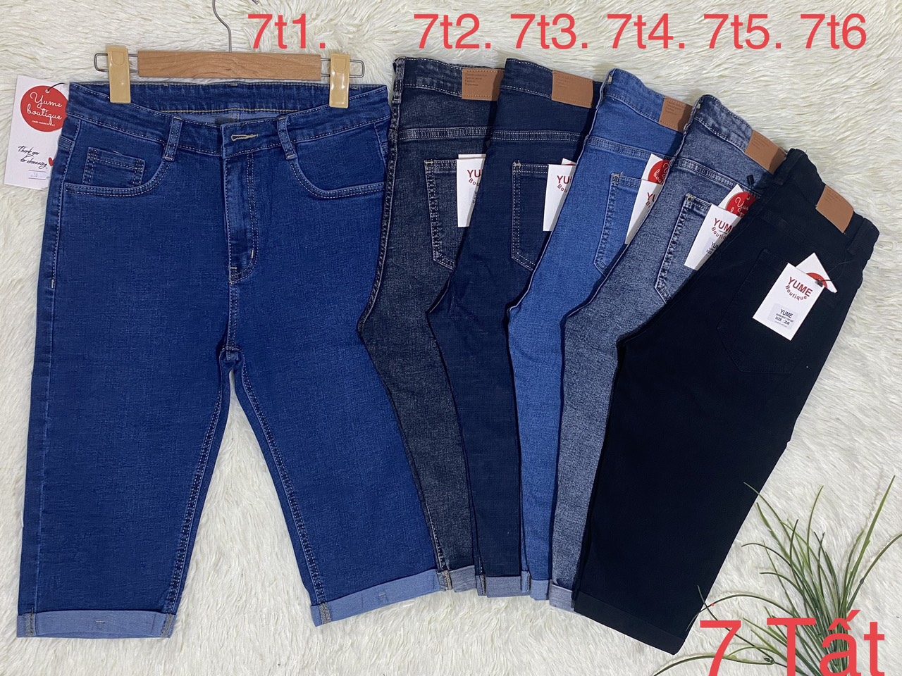 Quần jean ngố 7 tất lật lai có size 26-46. Vải dày và co giãn. YUME JEAN BIGSIZE